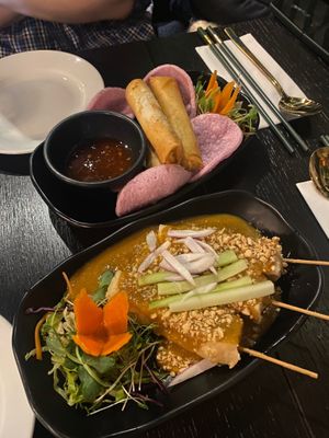 Tofu satay and spring rolls  at Soul Vegan in Edinburgh