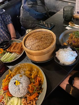 Nasi lemak, aromatic pancakes and lion’s mane rendang  at Soul Vegan in Edinburgh