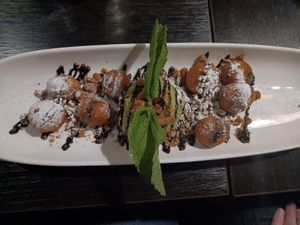 Sweet potato balls with matcha ice cream at Soul Vegan in Edinburgh