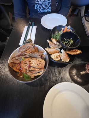 Lotus roots and gyoza  at Soul Vegan in Edinburgh