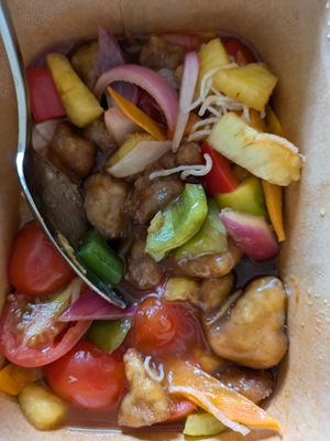 Sweet and sour aubergine at Soul Vegan in Edinburgh