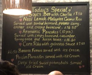 Specials board  at Soul Vegan in Edinburgh