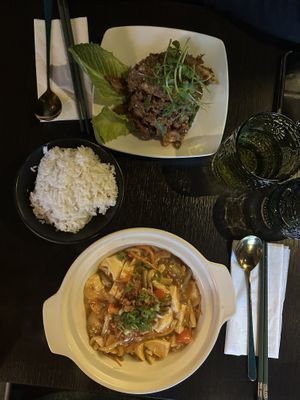 Mapo tofu and Rendang Lion's mane mushroom #Veganuary at Soul Vegan in Edinburgh