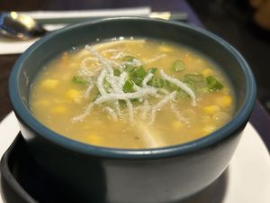 Sweetcorn soup  at Soul Vegan in Edinburgh
