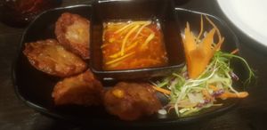 Deep fried sweetcorn fritters at Soul Vegan in Edinburgh