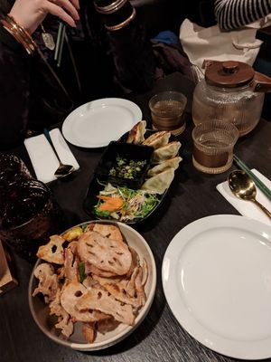 Lotus roots and gyozas at Soul Vegan in Edinburgh