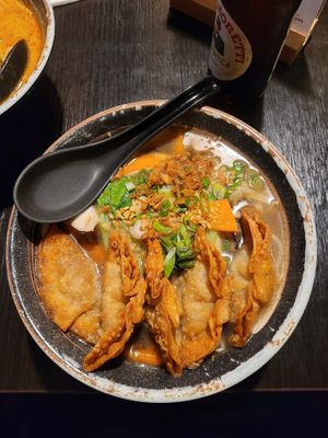 Wonton soupp  at Soul Vegan in Edinburgh