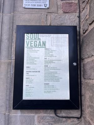 Menu   at Soul Vegan in Edinburgh