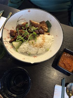 Two BBQ combination rice  at Soul Vegan in Edinburgh