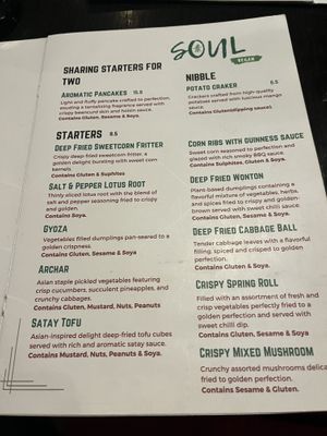Menu   at Soul Vegan in Edinburgh