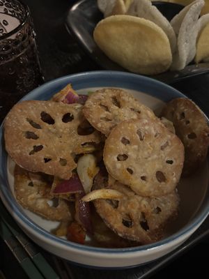 Salt and pepper lotus  at Soul Vegan in Edinburgh