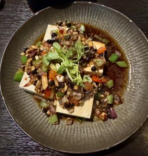 Black bean silken tofu and mushrooms  at Soul Vegan in Edinburgh