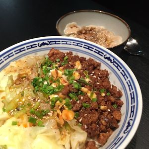 Noodles with soy & vegetable dumplings  at Kaschemme in Nuremberg