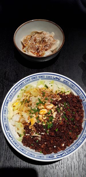 Dumplings and noodles with soy mice and cabbage at Kaschemme in Nuremberg
