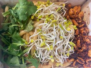 Noodles with peanut sauce and chili   at Kaschemme in Nuremberg