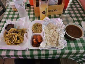 Red bean special with candied yams and lima beans. at Veganish Vibes in Baton Rouge