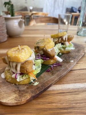 Sweet potato sliders - amazing!  at Pachamama Organic Cafe and Private Villa in 