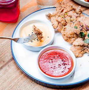 Vegan Fried Chicken at Pachamama Organic Cafe and Private Villa in 