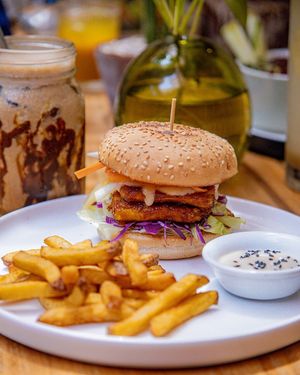 Glazed Tofu Burger at Pachamama Organic Cafe and Private Villa in 