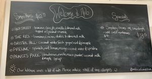 Smoothie selection  at Milo Cafe and Store in Maryborough