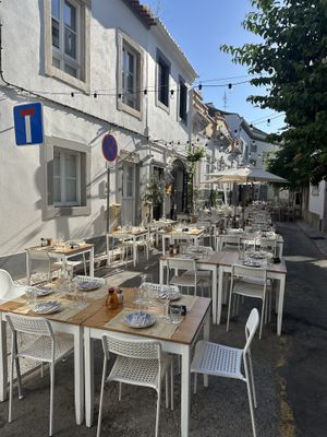 Outdoor seating   at O Tonel  in Faro