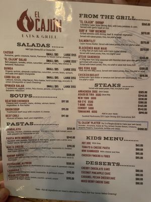 Menu side 2  at El Cajun in La Crucecita