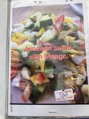 Avocado salad with Mango on menu  at Pangpon Mexican Cuisine in Koh Lanta