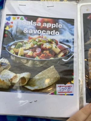 Salsa apple and avocado on menu  at Pangpon Mexican Cuisine in Koh Lanta