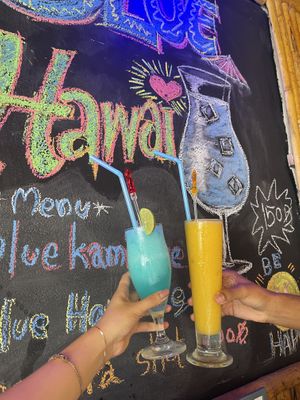 Blue Hawaiian and mango smoothie  at Pangpon Mexican Cuisine in Koh Lanta
