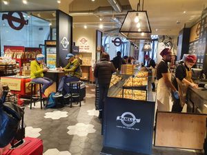 Inside of Café, seats in the back at Panella in Bolzano