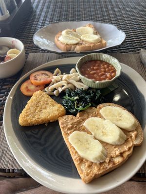 Peanut butter banana toast with honeyy  at Koh Kood Beach Resort in Koh Kut