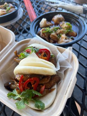 Mushroom bao buns and dumplings   at Lucky Tigre in Tampa