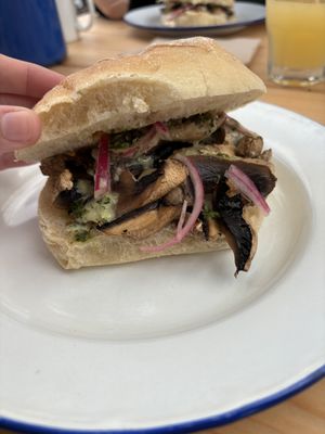 Mushroom breakfast roll - wow it was tasty  at Canteen at The Eco Park in Porthtowan