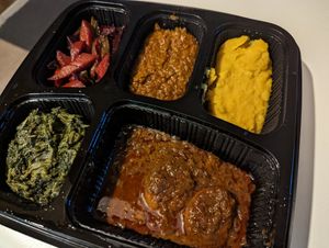 Takeaway vegan platter at Gojo Ethiopian Eatery in Auckland