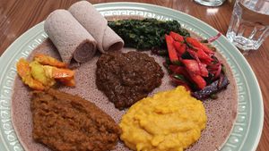 vegan platter at Gojo Ethiopian Eatery in Auckland