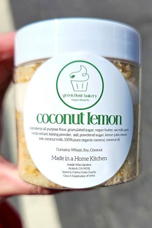 Coconut lemon cake jar at Green Flour Bakery in Antioch