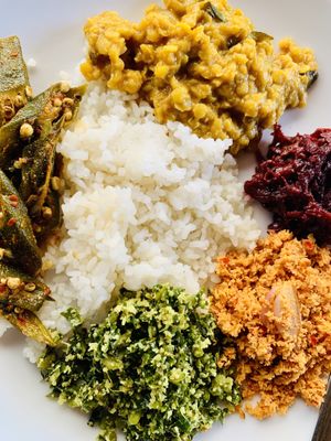 Rice and curry all vegan    at Home Kitchen in Dambulla