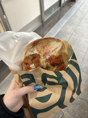 plant-based tomato and mozzarella toast   at Starbucks in Osaka