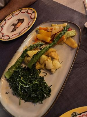 Veggies, potatoes and spinach starter   at  Al Circo Ristorante Italiano in Gran Canaria