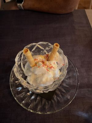 Lemon ice cream   at  Al Circo Ristorante Italiano in Gran Canaria