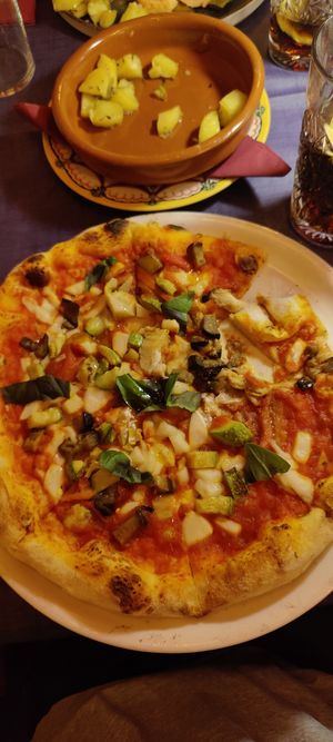 Vegan pizza with veggies and amazing mozaralla at  Al Circo Ristorante Italiano in Gran Canaria