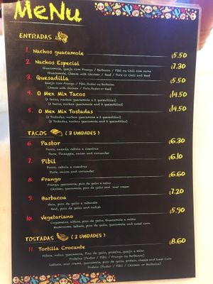 Menu 1 side at O.Mex in Funchal