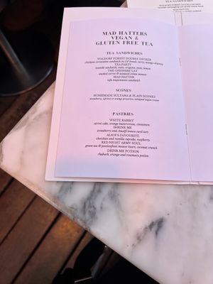 Menu March 2024  at Mad Hatters Afternoon Tea in London