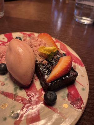 Chia brownie - the best brownie I’ve ever had   at Monkeys Reykjavík in Reykjavik