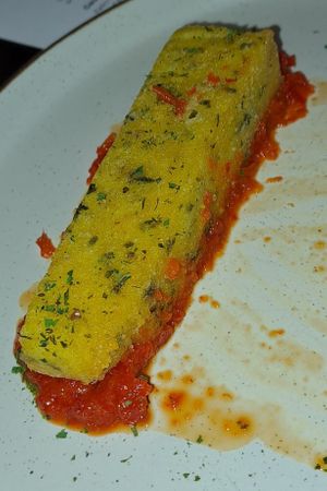 One polenta chips, I'd eaten the others! at The Barn Pub & Restaurant in Rugby