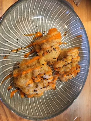 Mac and cheese fritters  at The Barn Pub & Restaurant in Rugby