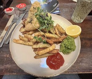 Tofish and chips  at The Barn Pub & Restaurant in Rugby