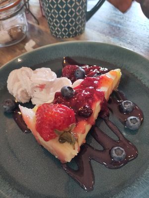 Lemon cheesecake at The Barn Pub & Restaurant in Rugby