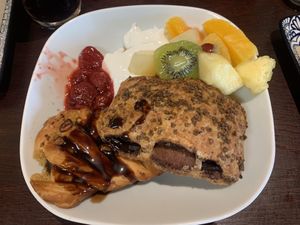 Pastries, fruit and yoghurt  at The Barn Pub & Restaurant in Rugby