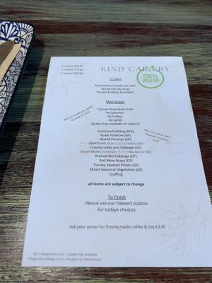 Carvery menu (April 2023)  at The Barn Pub & Restaurant in Rugby